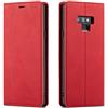 FMPC Tenphone - Custodia protettiva per Samsung Galaxy Note 9, in pelle sintetica di poliuretano di alta qualità, antiurto, magnetica, a portafoglio, colore: Rosso
