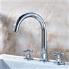 HommomH Rubinetto Del Lavandino Del Bagno 3 Fori Con Due Maniglie Supporto Per Ponte Miscelatore Per Lavabo Freddo E Caldo Rubinetto Per Lavabo Cromo Lucido