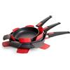 Woll PPSET1, Set di sottopentole, 2 da 35 cm di Diametro e 1 da 40 cm, Rosso/Grigio, 3 pz.