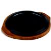 ILSA Piatto a servire ghisa interno Ø 26,5cm vassoio legno multistrato Ø 32cm