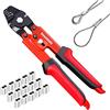 Grasomtools Strumento di crimpatura, strumento di crimpatura per funi metalliche, fino a 2,2 mm, strumento di crimpatura per filo da pesca, con 100 manicotti in alluminio a doppio cilindro