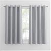 PONY DANCE Tende Oscuranti per Interni Tende Corte Termiche Isolanti per Camera da Letto Curtains Cucina con Anelli per Finestre Piccole 2 Pezzi L 132 x A 137 cm, Grigio Chiaro