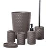 zccz Set di accessori per il bagno, 6 pezzi, con bidone, porta spazzolino, portaspazzolino e dispenser di sapone, portasapone, scopino con supporto, bidone della spazzatura, ORB