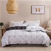 Vgzsyomqib Reversibile Geometrico Set Copripiumino Matrimoniale Completo 1 Sacco Copripiumino 200x200 cm e 2 Federe 50x75 cm Copri Piumone Scacchi Righe Parure Biancheria Letto Una Piazza e Mezza Bianco