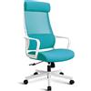 MELOKEA Sedia da Ufficio,Ergonomica,Lombare Reclinabile,Girevole in Rete,Traspirante,Altezza Regolabile,Max Portata di 150 kg,Blu