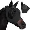 BEIIEB 1 maschera per cavalli con paraorecchie, rete traspirante, anti-UV, mosca, zanzare, insetti, elastica per freni (nero)