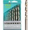 Stella Bianca Set di 10 punte HSS-E cobalto 8% corte in scatola di plastica DIN338, codolo cilindrico