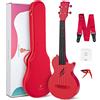 enya Ukulele Concerto Enya Nova U 23 pollici Ukelele Kit per Professionale e Principianti con tutto il corpo in Fibra di Carbonio,Borsa Imbottita,Tracolla,Capotasto,Corde di Scorta(rosso)