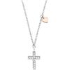 s.Oliver Collana con Ciondolo Collana per bambina in Argento 925, con zirconi sintetici, 37+3 cm, bicolore, croce, Fornita in confezione regalo per gioielli