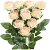 JUSTOYOU Bouquet di fiori di seta rosa artificiale Home Office Composizioni di nozze Champagne (10 PZ)