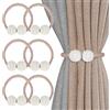 Senbaler 6 Pezzi Fermatenda Magnetiche,Fascette Magnetici per Tende,Clip Tende con Perla,Tessitura Corda,Fermagli per Tendine