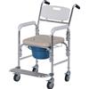 HOMCOM Sedia a Rotelle Impermeabile con WC Seduta in Ecopelle, 4 Ruote, Vaso Rimovibile per Anziani/Disabili, 84x54x96cm