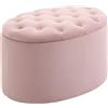 HOMCOM Poggiapiedi per Divano in Tessuto Effetto Velluto Contenitore, 71x52x42cm, Rosa|Aosom