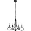 HOMCOM Lampadario con 5 candelieri pieghevole altezza regolabile vintage in acciaio nero Diametro 58 x 45cm|Aosom