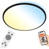 Briloner 3064-015 Lampada da Soffitto Smart LED, Plafoniera Rotonda Wifi, Retroilluminata, Nero, Diametro 333 Mm