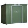 Outsunny Casetta da Giardino in Acciaio con Tetto Inclinato, Doppia Porta Scorrevole e Prese d'Aria, 213x130x173 cm, Verde|Aosom