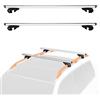 Amazon Basics - Portapacchi da tetto a croce, 142 cm, si adatta a distanze fino a 126 cm tra le sponde laterali rialzate con fessura, confezione da 2, nero/argento