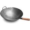 Craft Wok Grande Pow Wok da 40 cm Pesante e Martellato a Mano in Acciaio al Carbonio con Maniglia Secondaria in Acciaio e Legno (Fondo Arrotondato)/731W138