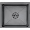 Ibergrif M85043B Lavello Cucina in Acciaio Inox 50x43 cm, Installazione a Sopratop o Filotop con Sifone Antiodore e Kit Scarico Completo, Grigio Scuro