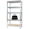 Grima Scaffale 5 ripiani in metallo e legno grima joker grigio portata 175 kg 90x40x174 cm
