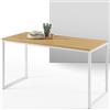 Zinus Jennifer Tavolo da scrivania 140x61x74 cm - Scrivania da ufficio in metallo e legno - Tavolo multiuso - Marrone chiaro e bianco
