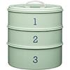 LIVING NOSTALGIA KitchenCraft Living Nostalgia Contenitore per Dolci / Porta Torta a 3 Livelli in Metallo con Coperchio, 22 x 27 cm (8.5 x 10.5), Verde Salvia