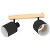 Eglo lampada da soffitto Batallas, lampada da soffitto a due fiamme skandi, faretto in legno, tessuto, metallo, lampada da soggiorno in natura, nero, bianco, lampada da camera da letto, spot E27