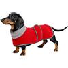 Geyecete -Invernale Cappotto per cane bassotti, con fodera in pile caldo, abbigliamento da esterni in pile polare per cani, con Foro per Imbracatura,Giacca per cani piccola y media-Rosso-S