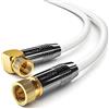 deleyCON 5m Cavo Antenna SAT Satellitare Coassiale - HDTV Full HD 4K - Connettore F 90° Angolato a Connettore F Dritto - Bianco