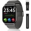 Popglory Smartwatch Uomo Donna, 2 Cinturini Orologio Chiamate e Whatsapp, Contapassi Assistente Vocale, Orologio Digitale 24H Cardiofrequenzimetro, Pressione Sanguigna SpO2 Sonno, per Android iOS