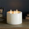 Lights4fun Candela TruGlow® in Cera Avorio con 3 Stoppini e 3 LED Bianchi Caldi a Pile per Interni