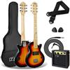 3rd Avenue Chitarra elettrica rock da 1/2 per bambini per principianti - Amplificatore portatile da 5 W, cavo, borsa, plettri e tracolla - Sunburst