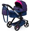 Bayer Design 17054AA Passeggino per bambole Xeo, carrozzina, manubrio regolabile in altezza e girevole, convertibile, borsa