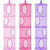 LIVEHITOP 4 Livelli Portaoggetti da Appendere, Cesto Portaoggetti Pieghevole 3PC Per Risparmiare Spazio Per Camera dei Bambini, Bagno, Balcone (Pink, Rosa, Viola)