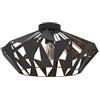Eglo lampada da soffitto Carlton 6, illuminazione vintage | in stile industriale e retrò, plafoniera in acciaio nero e rame per soggiorno o cucina, attacco E27