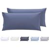 Todocama - Set di 2 federe per cuscino, in microfibra extra morbidi, ipoallergenica, Set di 2 - 75x40 cm Blu Grigio