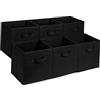 Amazon Basics Confezione da 6 cubi portaoggetti pieghevoli in tessuto, contenitori con maniglie, Nero, 33 x 33 x 33 cm