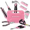 WORKPRO Set di Attrezzi Rosa da 35 Pezzi, Cassetta Attrezzi Completa 35 in 1 con Coltello, Martello, Pinze, Cacciavite, Metro a Nastro, Chiave a Brugola, Perfetto per Tutti i Lavori a Casa e Ufficio