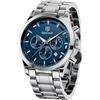 BENYAR BY Orologi da uomo multifunzione cronografo orologio al quarzo per uomo nero acciaio inossidabile/cinturino in pelle analogico orologio da polso regalo casual business Metallizzato Blu