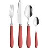 PINTINOX Prima Collection, Set da 24 Posate Serie Daisy, in Acciaio Inox Nichel Free, con Manico Colore: Rosso, con Scatola Regalo