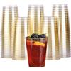 Matana 50 Bicchieri di Plastica Rigida Lavabili con Glitter Oro (285ml / 10oz) - Riutilizzabili - Bicchieri Cocktail/Festa per Prosecco, Punch, Bibite & Dessert - Matrimonio, Natale, Capodanno, Feste