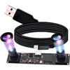 G Modulo fotocamera USB a doppio obiettivo 960p 60fps 3D stereo sincronizzato Webcam Board Modul,1,3MP Dual Lens USB con fotocamera, HD 1/3 OV9750 Webcam 90° per Windows Raspberry Pi Web Camera