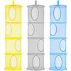 LIVEHITOP 4 Livelli Cesto Portaoggetti, Rete per Giocattoli Pieghevole 3PC Risparmiare Spazio Per Camera dei Bambini, Bagno, Balcone (Blu, Grigio, Giallo)