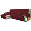 Moonange Copridivano 2 posti con Penisola Seduta 200 cm Impermeabile Angolare Antiscivolo Antimacchia Reversibile Antigraffio Antipelo Bordeaux