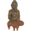 DRW Buddha Seduto Stile levitato Colore Marrone simulando e Arancione, 24,5X14X40,5 cm