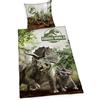 Herding Set di Biancheria da Letto Jurassic World, Reversibile, Federa 70 x 90 cm, Copripiumino 140 x 200 cm, Cerniera di qualità, Cotone Renforcé