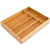 Relaxdays Portaposate da Cassetto, in Bambù, Organizer per la Cucina, 5 Scomparti Divisori, 4,5 x 25,5 x 34 cm, Naturale