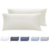 Todocama - Set di 2 federe per cuscino, in microfibra extra morbidi, ipoallergenica, Set di 2 - 70x40 cm Beige
