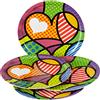 Baroni Home Set 4 Piatti Pizza Assortiti con Fantasia Pop, Piatti Pizza di Porcellana Ø 31 cm