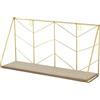 Baroni Home Mensola da parete, Mensola Rustica per Bagno, Cucina, Camera da Letto, Mensola Sospesa da Muro in Ferro e Metallo, Oro 1 Ripiano